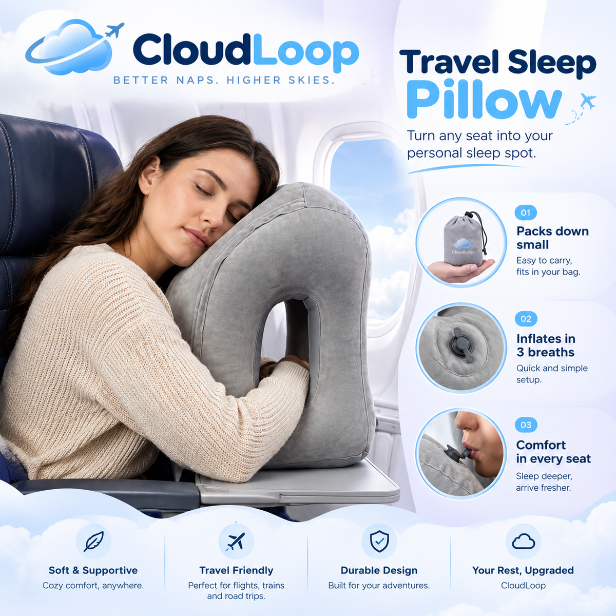 CloudLoop™ Travel Pillow